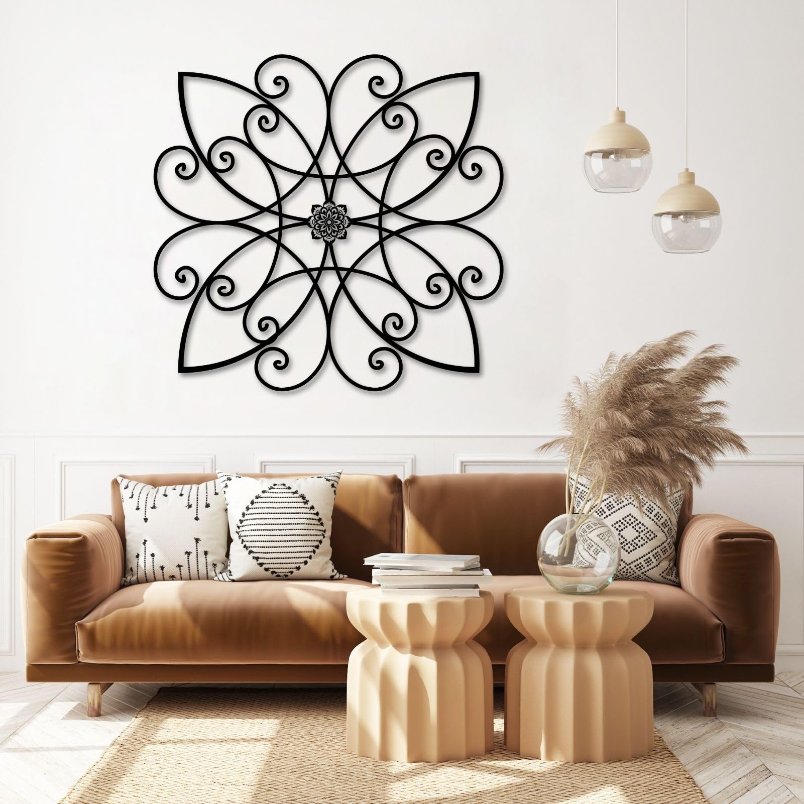 Décoration murale métal abstrait haut de gamme motif parchemin rustique élégant