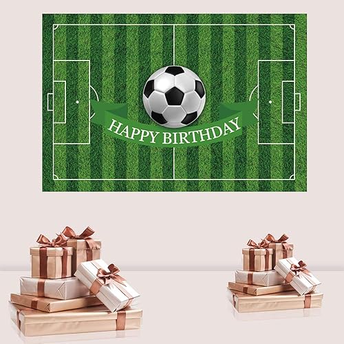 Miniatura 3 de CSFOTO Fondo de poliéster 6x3.6ft Fútbol Cumpleaños Banner Campo de Fútbol Deportes Fondo de Cumpleaños Fiesta de Cumpleaños Fondo para Fotografía