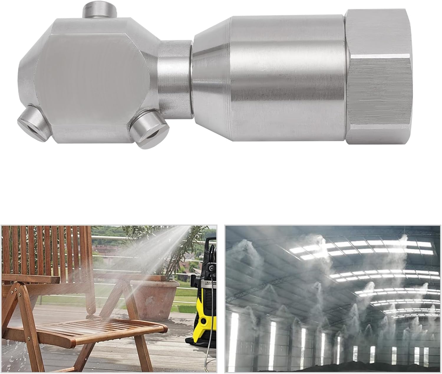 Rotating Spraying Tank Jet Nozzle, 3 Heads 360 Degree, 1/2 in Internal Thread Washing Nozzle,Pressure Washer Sewer Jetter Nozzle, Stainless Steel Rotary Washing Nozzles (1/2” Internal Thread)