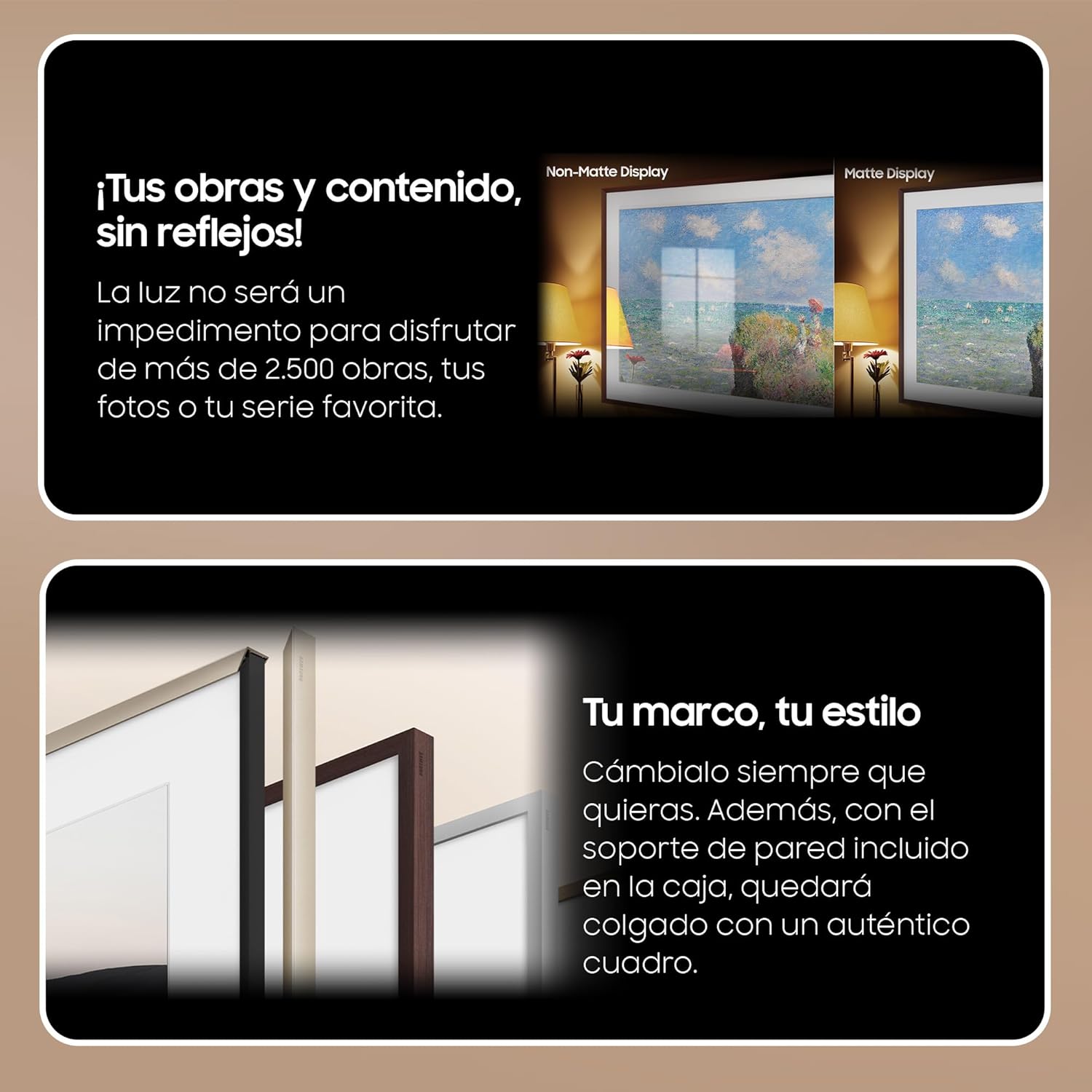 Comparison of a non-matte display versus a matte display, showing how the matte screen reduces reflections from ambient light sources like lamps.