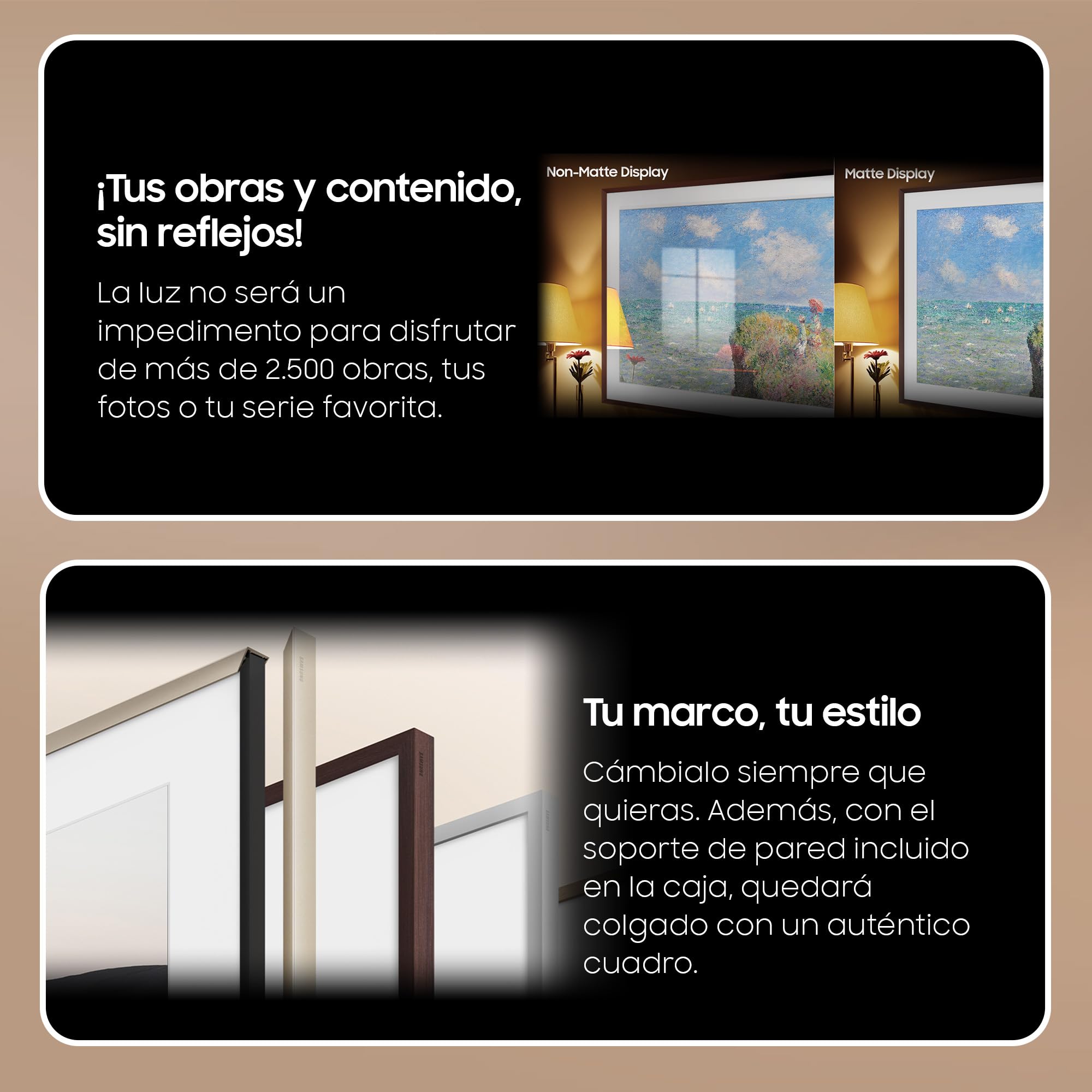Samsung TV The Frame 4K 2024 43LS03D Smart TV de 43" con Galería de Arte con Display Mate, Marcos Intercambiables, 100% Volumen de Color con Quantum Dot y One Connect y Cable Casi Invisible
