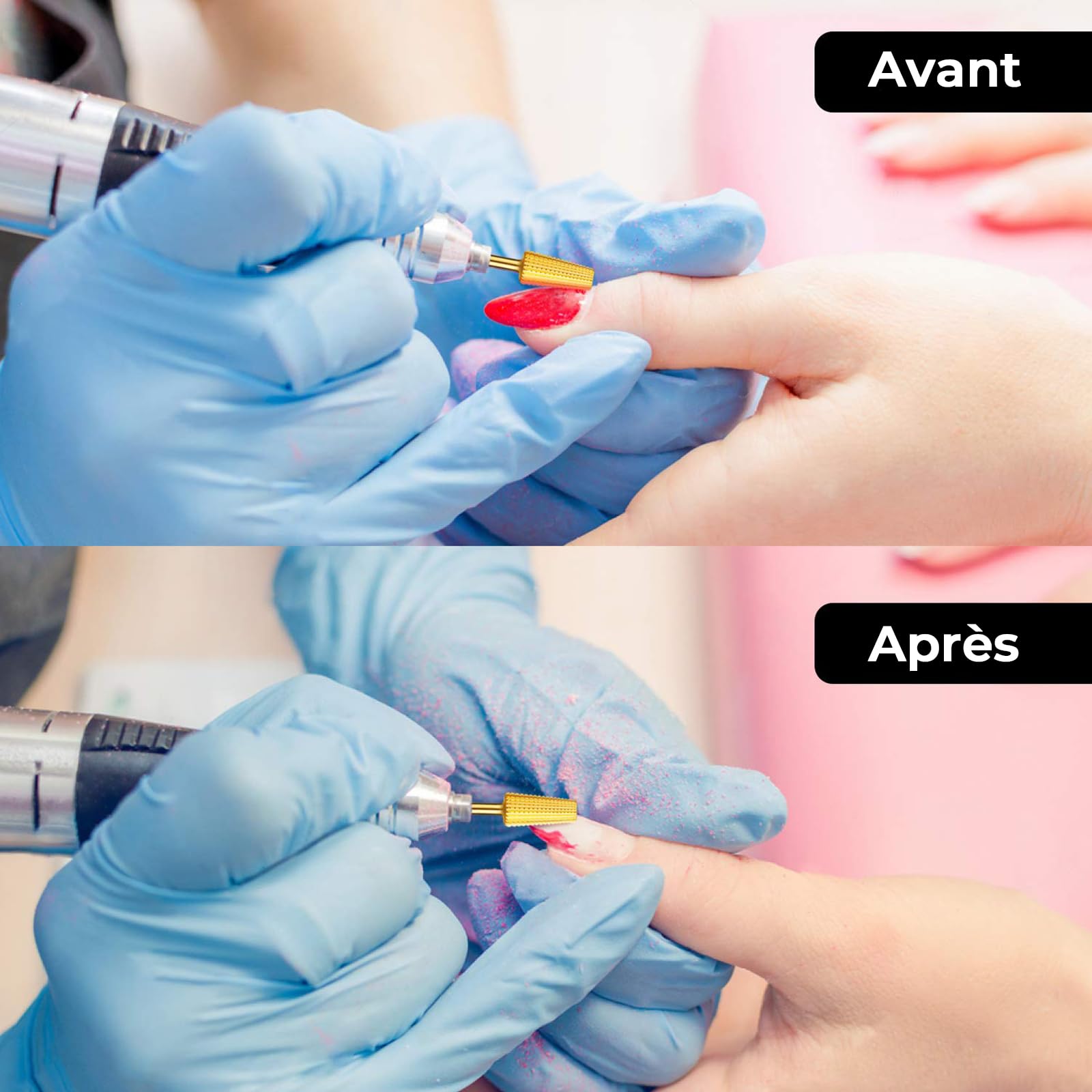 JCMaster 2Pcs 4 in1 Embout Pour Ponceuse Ongles Pour Manucure Pédicure, Taille Universelle & Durable, Premium Fraise Pour Enlever les Ongles en Acrylique&en Gel, Polir les Ongles Épais