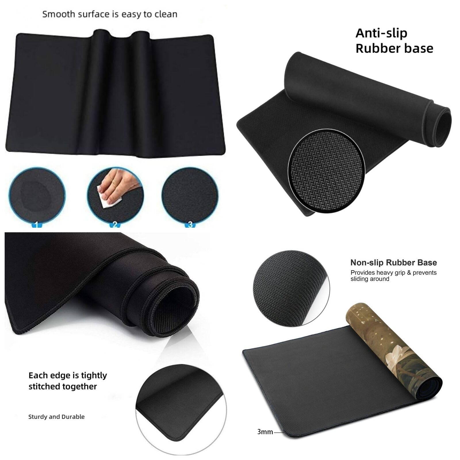 Duża podkładka pod mysz lotos, podkładka pod mysz z księżycem XXL 1200 x 600 x 3 mm, akcesoria biurowe z antypoślizgową podstawą, lepsza szybkość i precyzja gładka powierzchnia do komputera,
