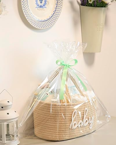 Miniatura 2 de Organizador de pañales para bebé, cesta de almacenamiento para baby shower y toallitas de bebé, bolsa de pañales portátil de cuerda de algodón para