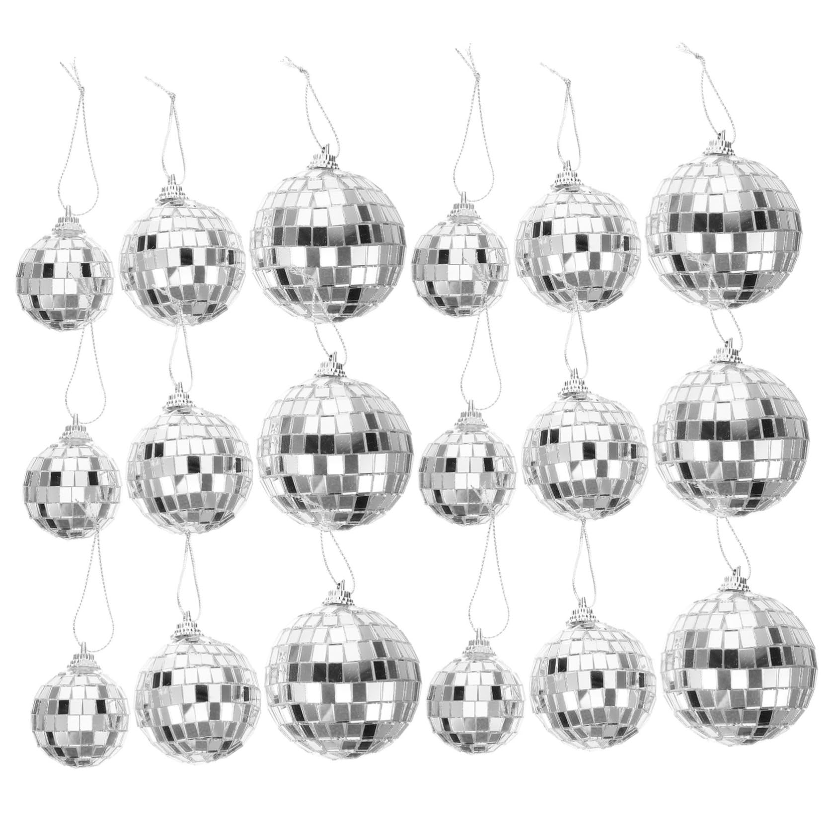 GARVALON 18pcs Reflective Mirror Disco Ornaments for Xmas Tree Decoration for Parties Weddings Birthdays and Festivals Shiny Hanging Decor for Light Reflection