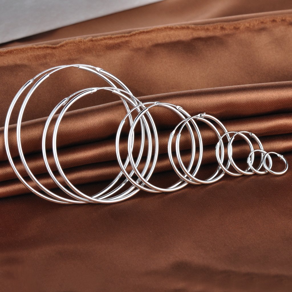Unendlich U Fashion Damen Ohrringe Creolen 925 Silber Ohrhänger Durchmesser 40mm Poliert Rund Sleeper Ohrschmuck für Frauen