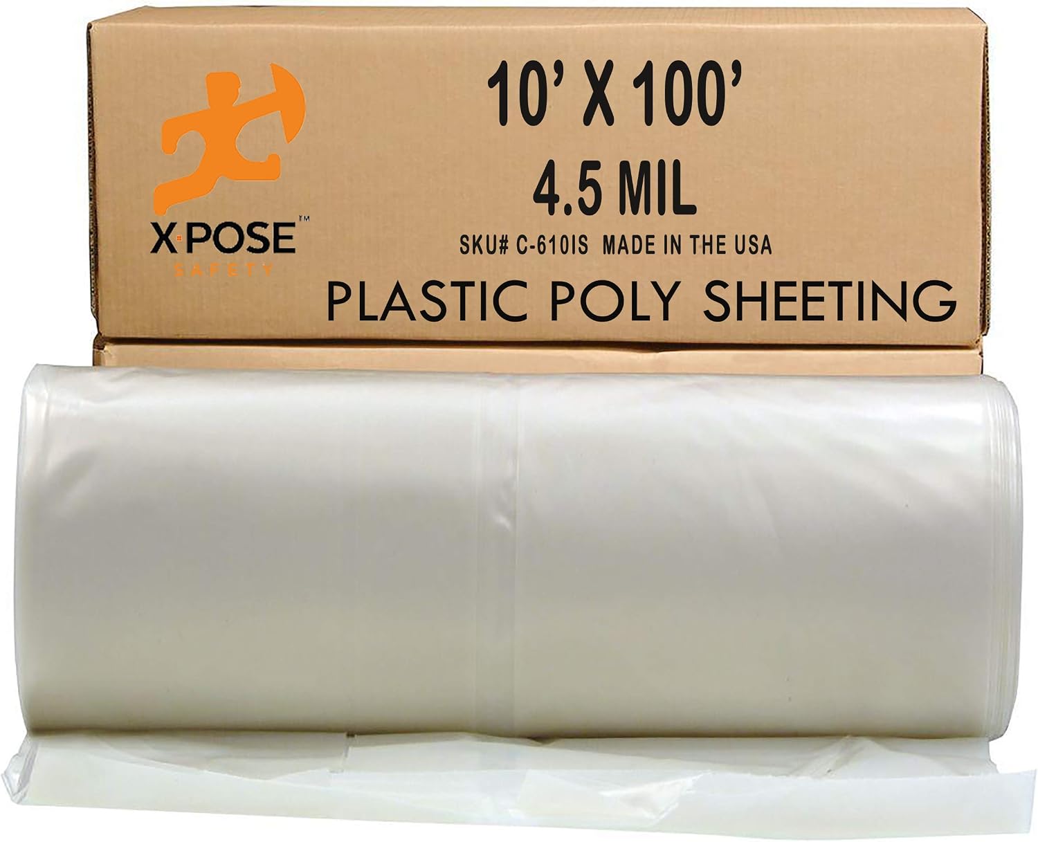 Clear Poly Sheeting - Heavy Duty, 4.5 Mil Thick Plastic Tarp – Waterproof Vapor and Dust Protective Equipment Cover - Agricultural, Construction and Industrial Use - by Xpose Safety (10' x 100') Clear Poly Sheeting - Heavy Duty, 4.5 Mil Thick Plastic Tarp – Waterproof Vapor and Dust Protective Equipment Cover - Agricultural, Construction and Industrial Use - by Xpose Safety (10' x 100')