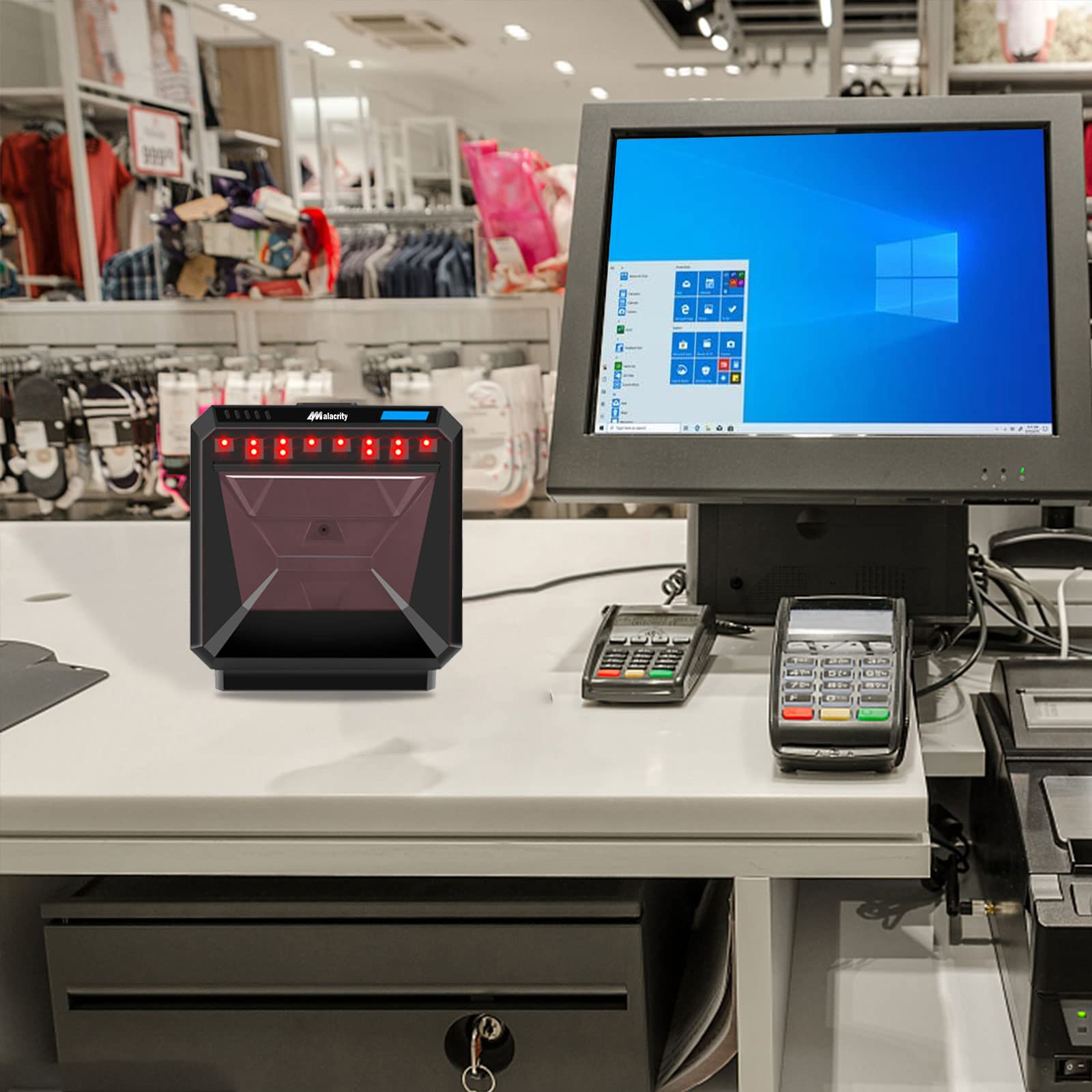 Alacrity escáner de código de Barras 2D automático, omnidireccional, Manos Libres, USB QR PDF417, Lector de código de Barras para escaneo de Pantalla de Ordenador de Pago móvil