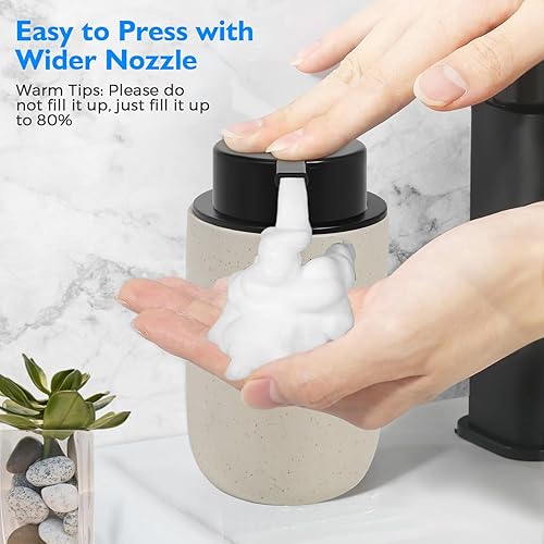 Miniatura 6 de Aibrezin Dispensador de jabón de manos espumoso, soporte de jabón de cerámica, accesorios de baño, bomba de cocina decorativa, botella, dispensador