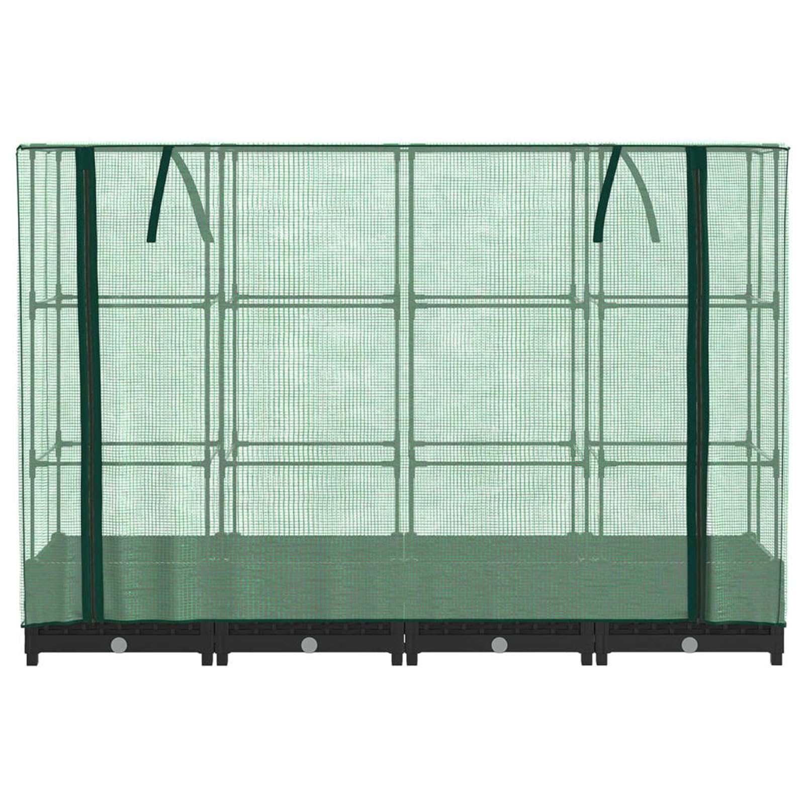 Homgoday Hochbeet mit Gewächshaus-Aufsatz Pflanzkasten Gemüsebeet Blumenbeet Blumenkasten Gartenbeet Pflanzbeet Frühbeet für Balkon Garten Terrasse Rattan-Optik 160x40x123 cm Schwarz