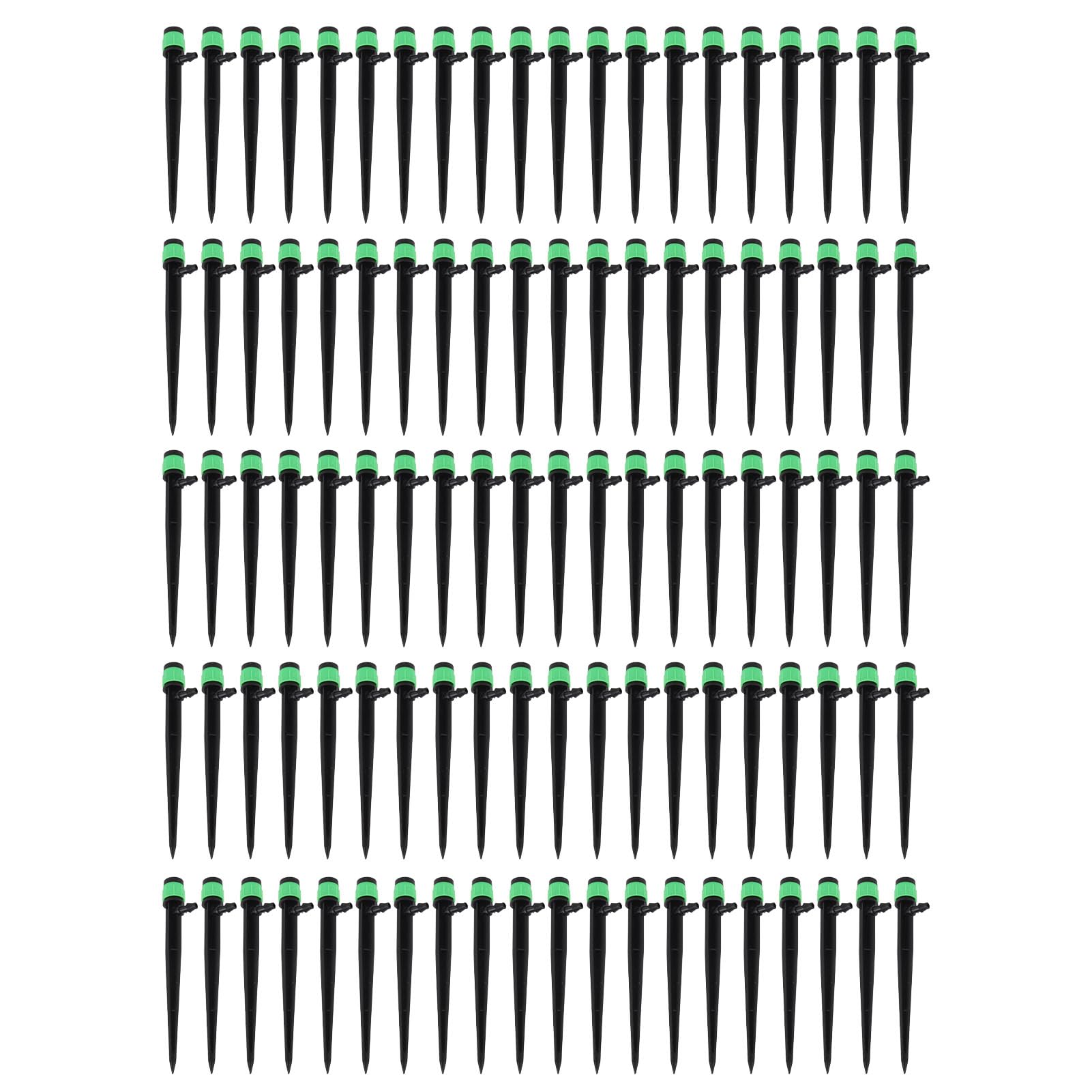 Drip Emitters Water Flow Drippers Irrigation Drippers 360 Degree Adjustable Nozzle for Patio Lawn Bed Watering System PE Material 100pcs (13cm / 5.1in Green)