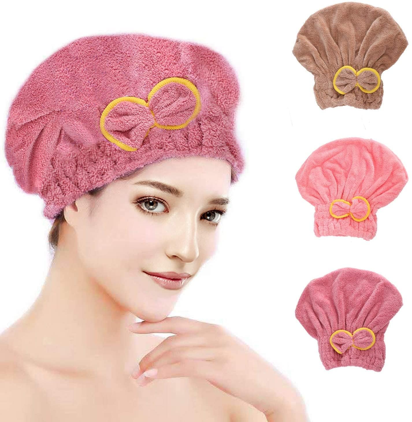 Microfiber Hair Drying Towel Cap | Soft Absorbent Quick-Dry Hair Wrap for Women & Girls with Bow Design | Ideal for Shower, Spa & Bath-image-21