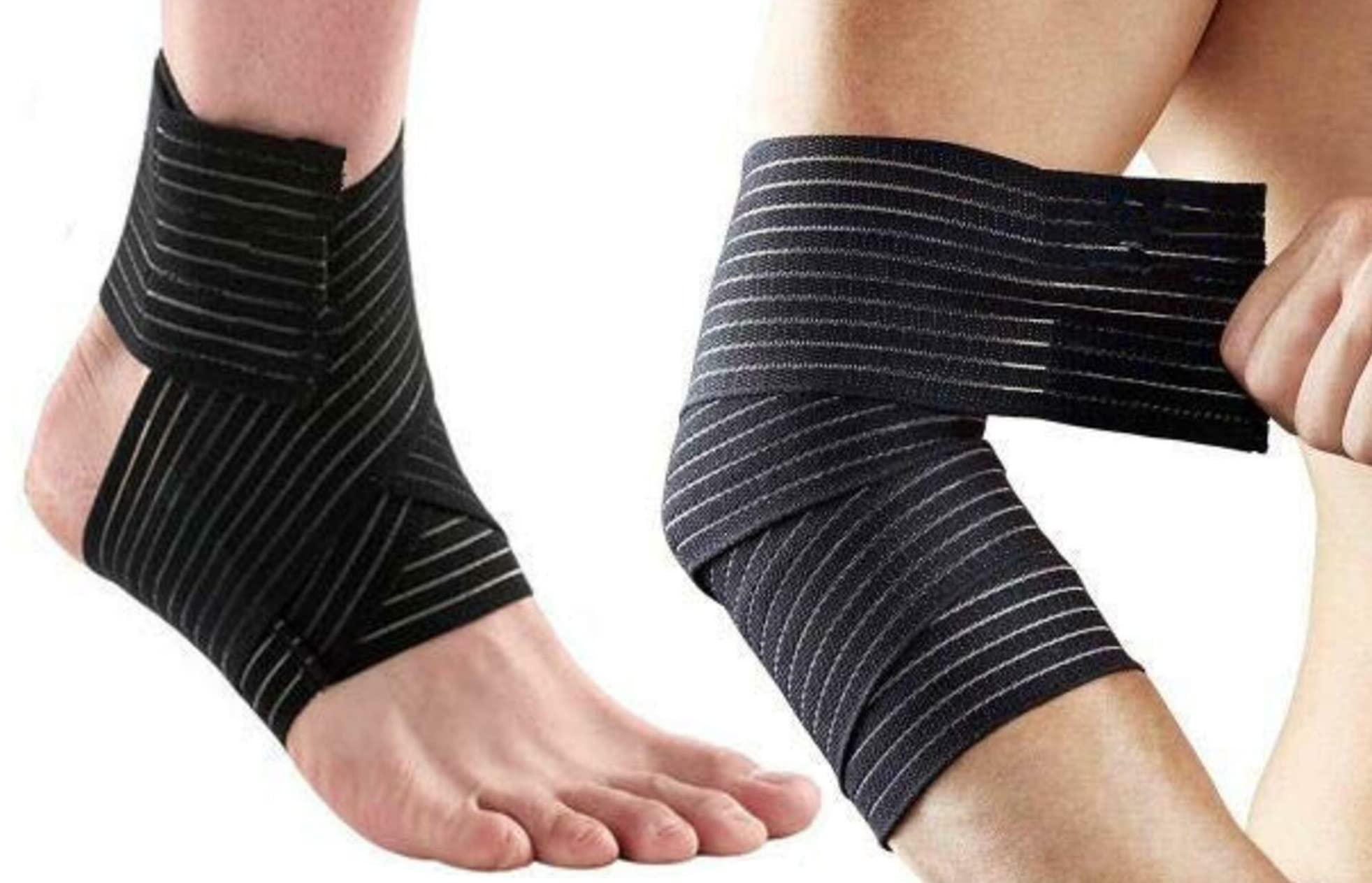 Elastic Breathable 2 Pieces Multipurpose Ankle cum Elbow Braces Compression Sleeves & Support Band for for Sport Injuries - Breathable Velcro Sleeves for Pain Relief, Sprains, and Recovery
