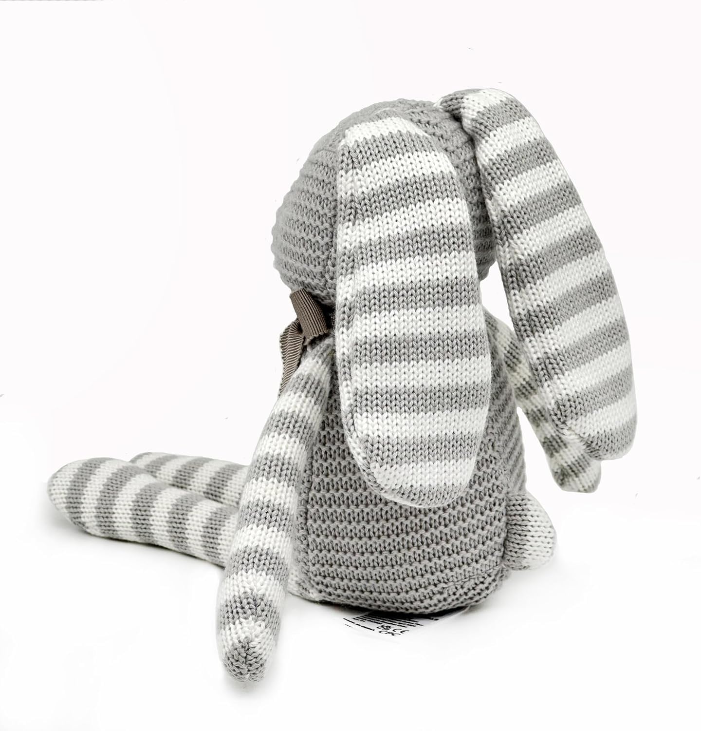 FLUFFYFUN Coniglio Peluche Neonato 100% Cotone Biologico 18cm Grigio