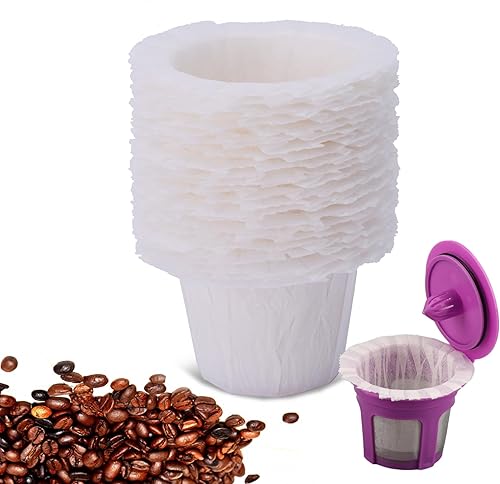 Miniatura 2 de 100 unidades de filtros de papel desechables para café compatibles con Keurig de porción única 1.0 y 2.0, se ajustan a todos los filtros