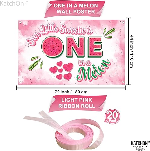 Miniatura 2 de KatchOn, XtraLarge One in a Melon - Fondo de 72 x 44 pulgadas  Cartel de sandía para decoración de fiesta de melón  Decoraciones de cumpleaños de