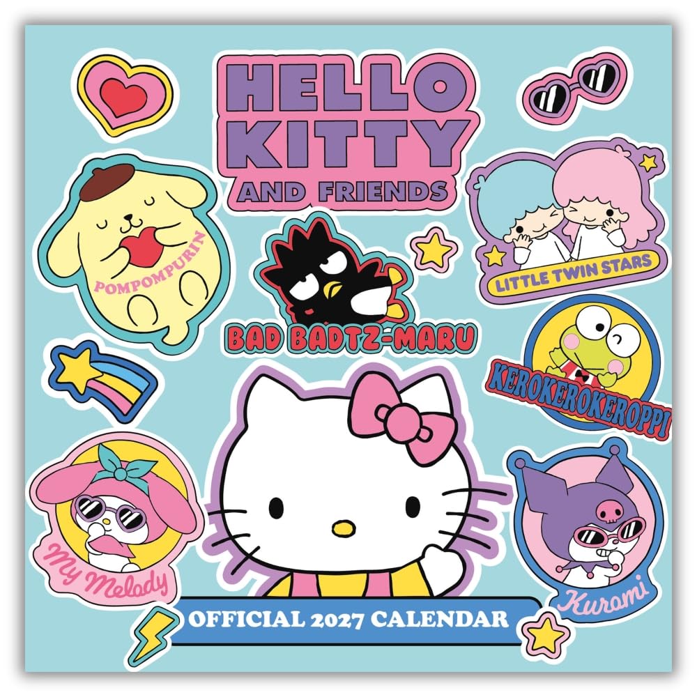 Hello Kitty & Friends 2027 Square Wall Calendar Official Licensed Sanrio Calendar, Monthly Grid Layout, Cute & Colourful Artwork Featuring Hello Kitty & Friends, Large Square Format, Gift for Fans