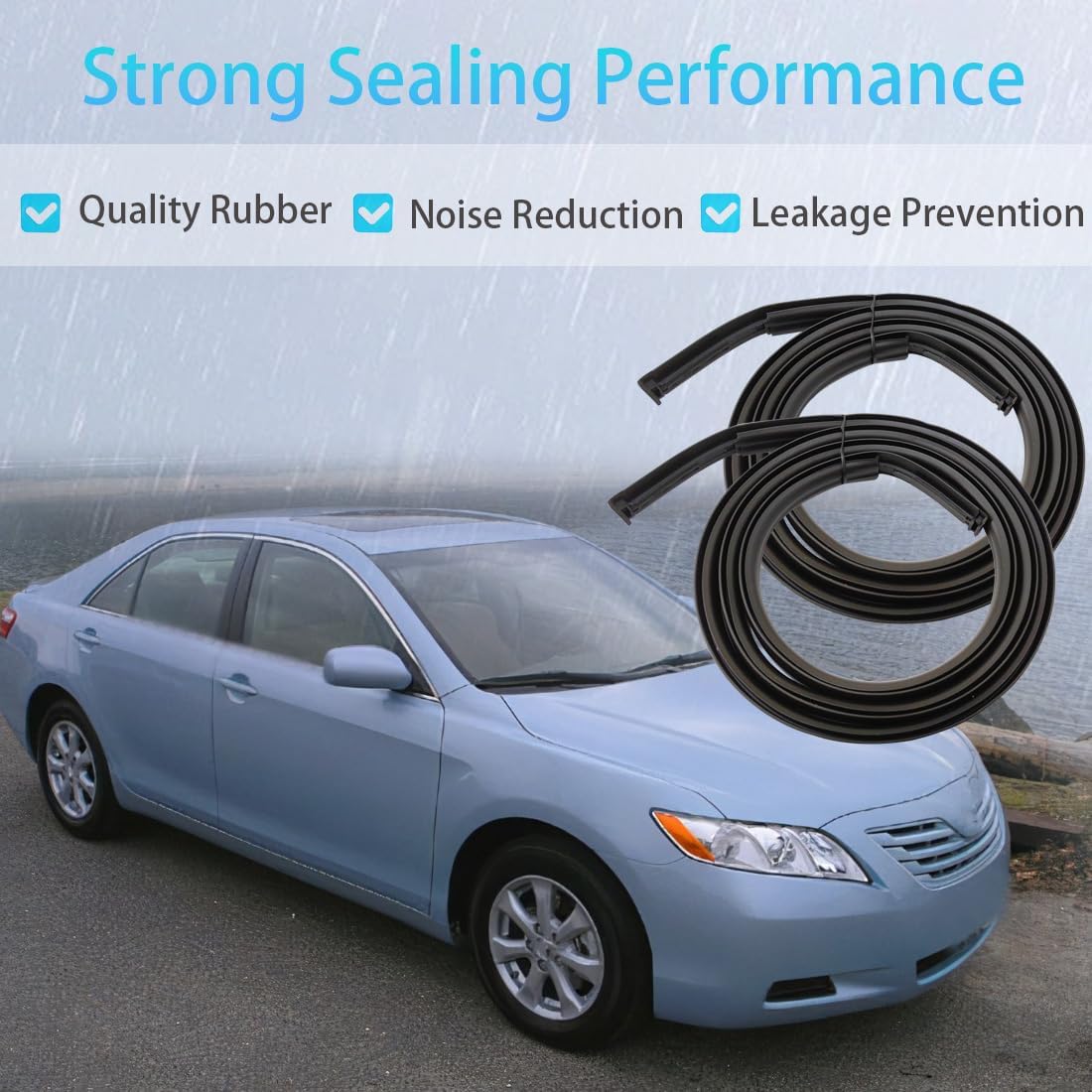 2PCS Roof Drip Molding Strips Left and Right Side Compatible with Toyota Camry 2007 2008 2009 2010 2011 Roof Drip Molding Strips Weatherstrip Replacement for 75555-06030 75556-06030