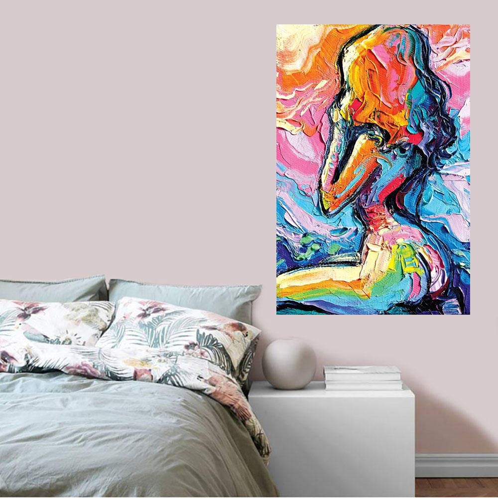 【真作】絵画　油彩4号　リクライニング・ヌード　ベッドに憩う女性像　X125 Amazon.co.jp: セクシー バット 女の子 おっぱい ヌード ポスター 抽象