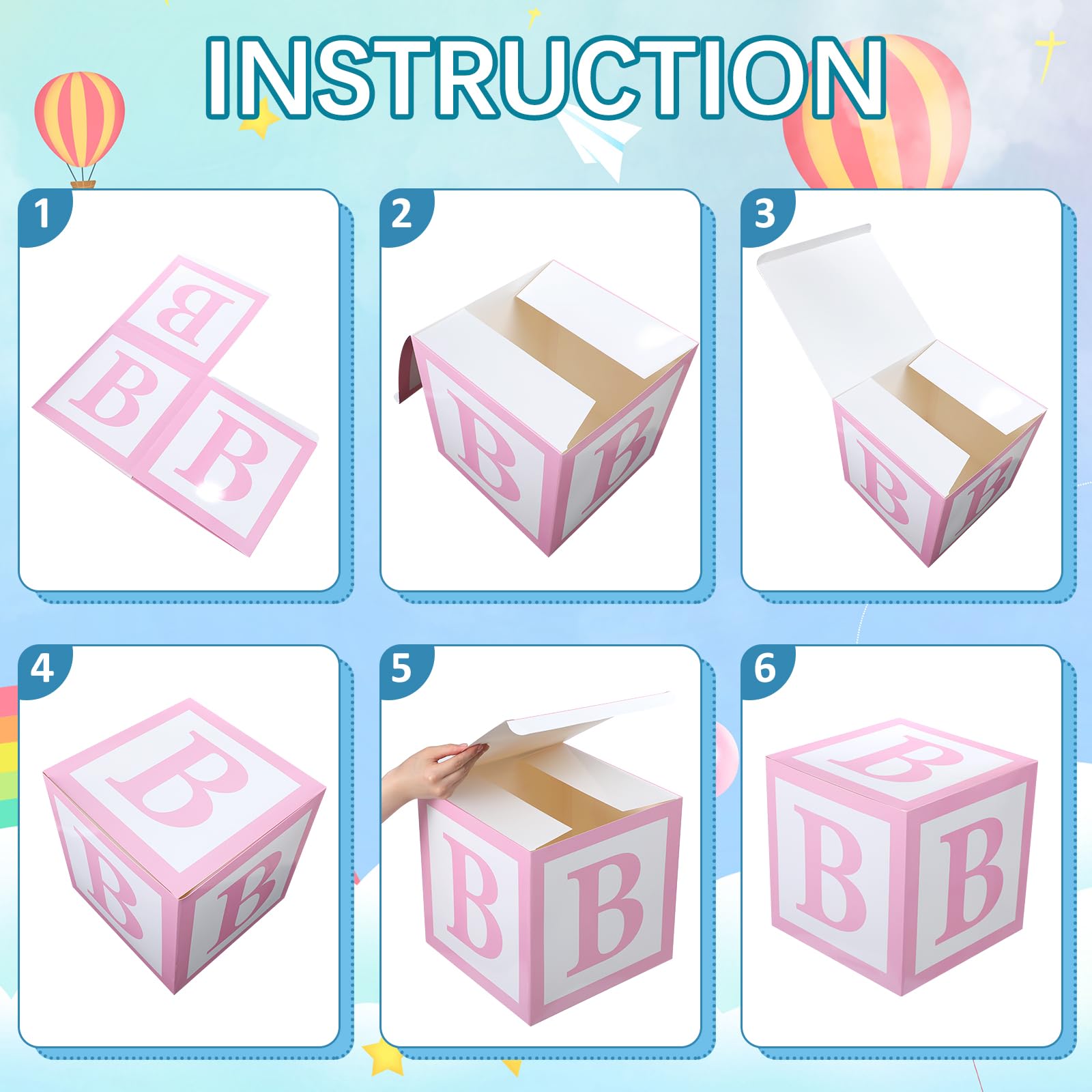 Humyoun 4 buzones para baby shower, cajas de dulces arcoíris para bebé, decoración de baby shower, donas, cajas de dulces pastel, cajas de caramelos, recuerdos de fiesta con letras para baby shower