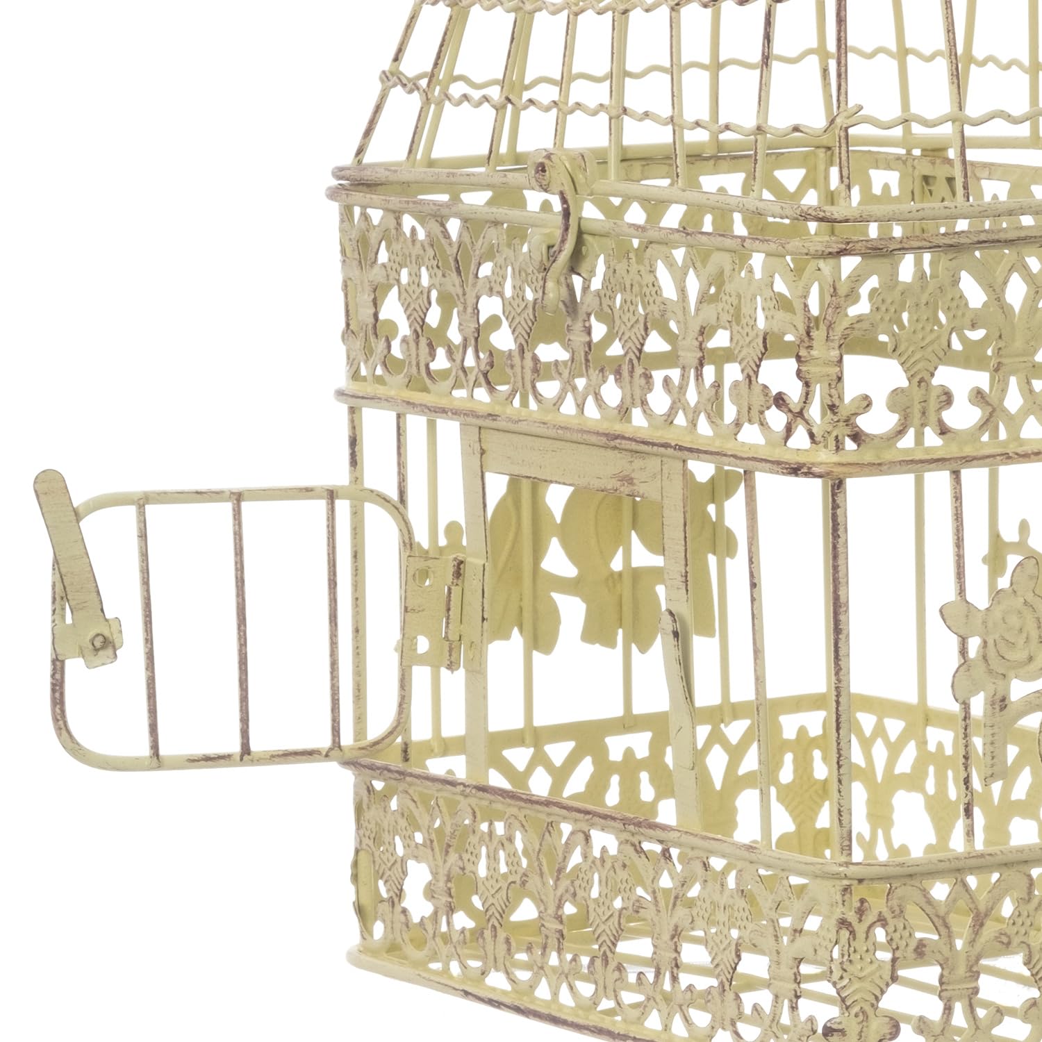 Cage à oiseaux décorative style colonial antique shabby rétro, style maison de campagne VK4RH-CR, Métal, Altgrün-gelbstich, Set M und L