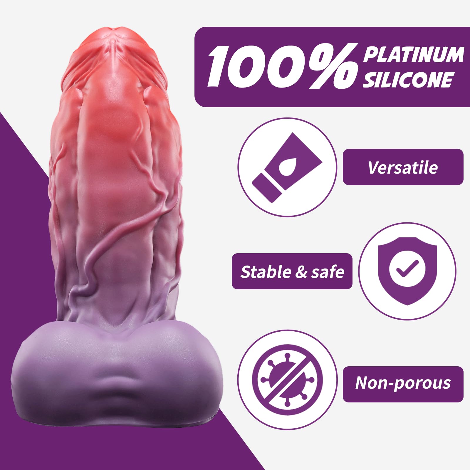 Nothosaur Banner 8.2 Inch Fantasy Dildo Luminous Realistic Monster Dildo with Friction Wave Points with Strong Suction Cup for G-Spot, Prostate, Vagina, Sex Adult Toys for Men Women and Couple: 2X-Large Berrywine