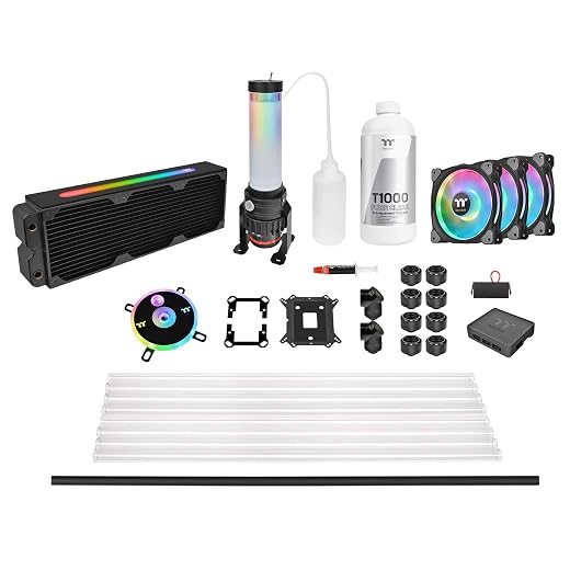 Thermaltake Pacific CL360 Max D5c Res/Pump 16.8 Million Color RGB (Alexa, Razer Chroma) Software Enabled Copper Radiator PETG Hard Tube Water Cooling Kit W259-CU00SW-A