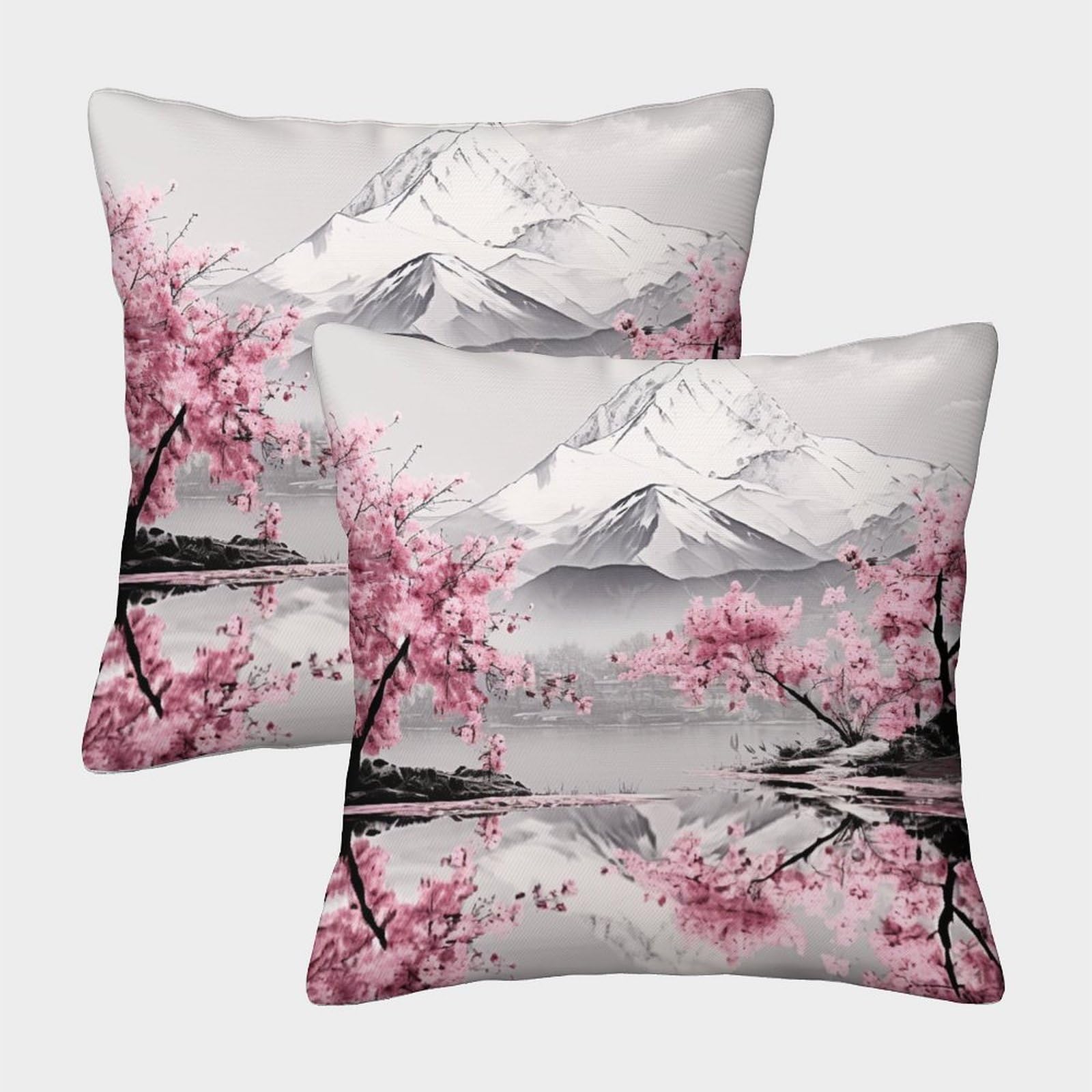 UENDOKRNN Flower Pillow Covers Set of 2 Soft with Invisible Zipper Japanese Cherry Decorative Throw Pillow Cover Soft Pillowcases for Sofa And Couch 40x40cm