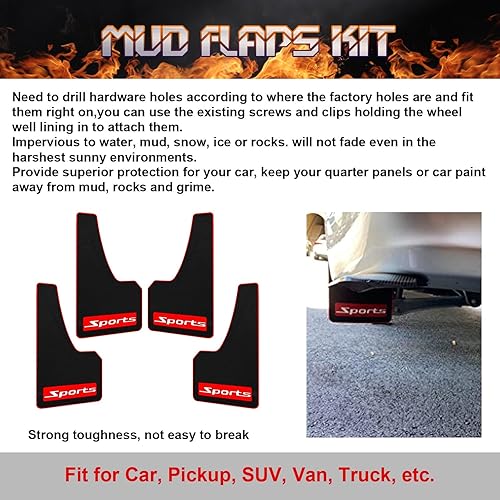 Miniatura 4 de Xotic Tech - 4 solapas de barro delanteras y traseras para salpicaduras guardabarros universales para automóvil SUV deportes