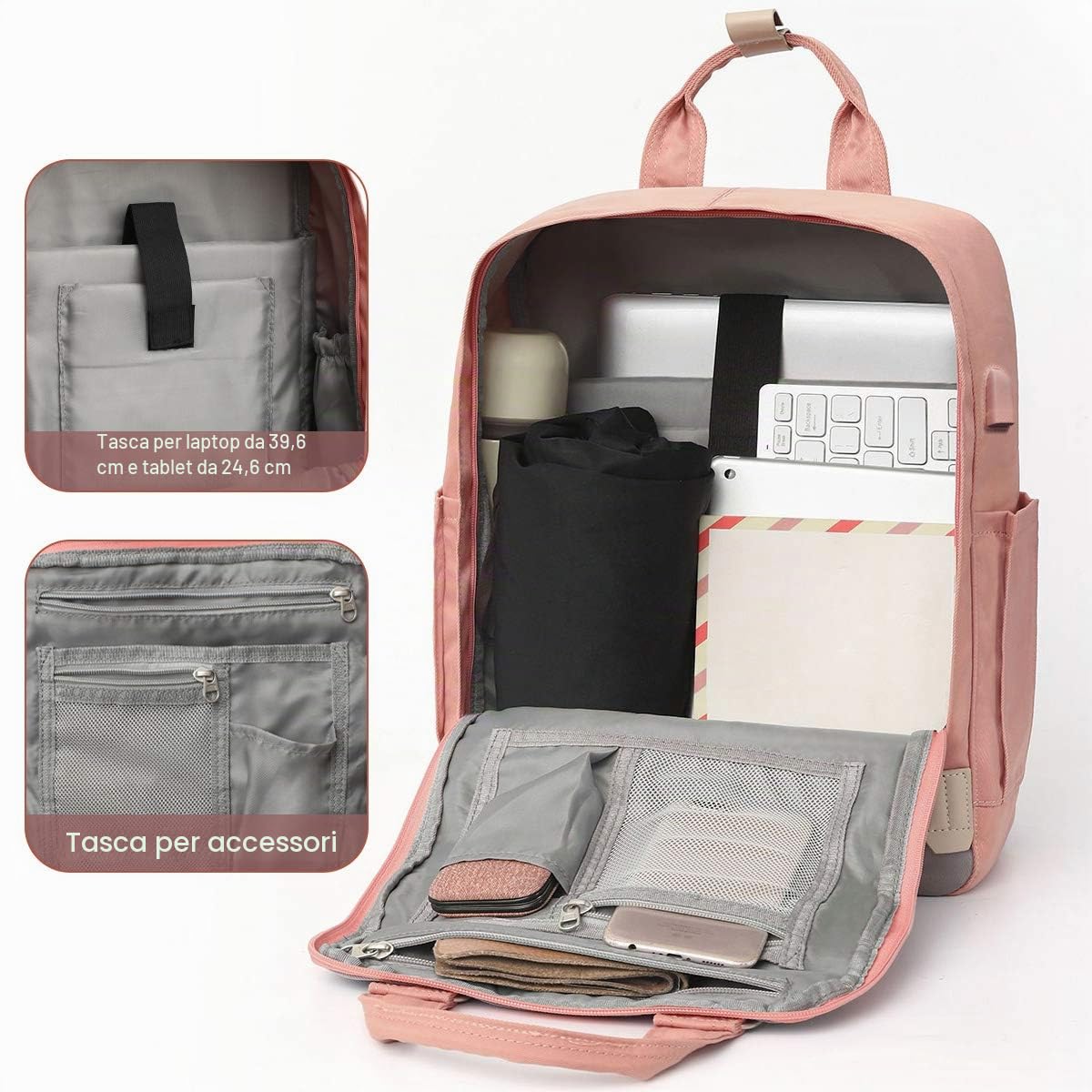 YAMTION Donne Zaino Chic Borsa Scuola Ragazze Borsa Scuola per Computer Portatile 15,6 Pollice Zaini Tempo Libero per Università Scuola Secondaria