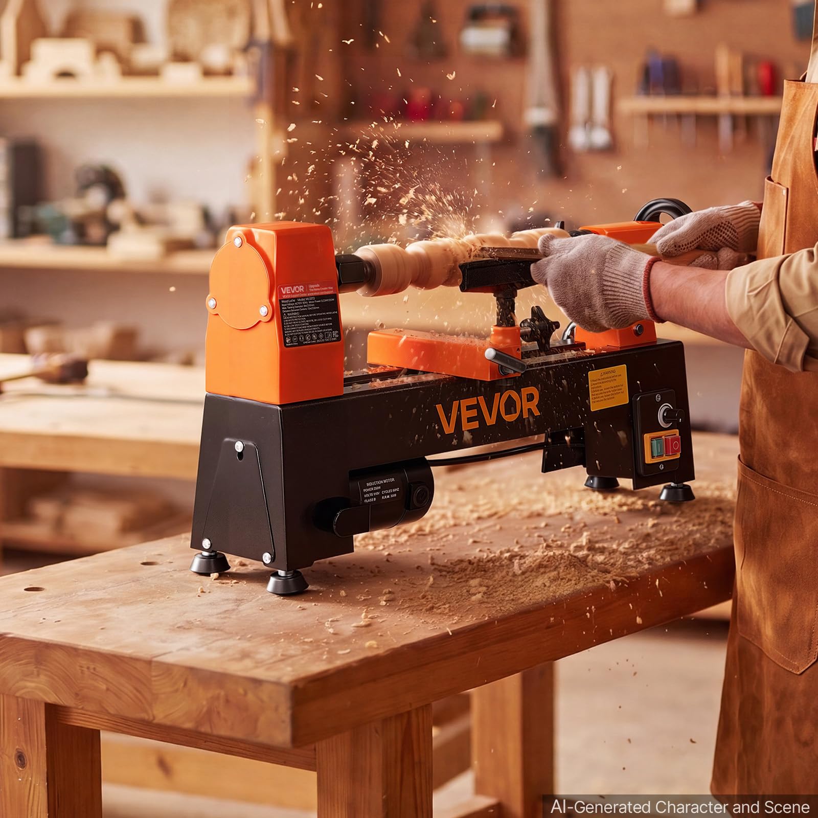 VEVOR Tornio per Legno da Banco 250 W 200 x 330 mm 150 a 3200 giri/min