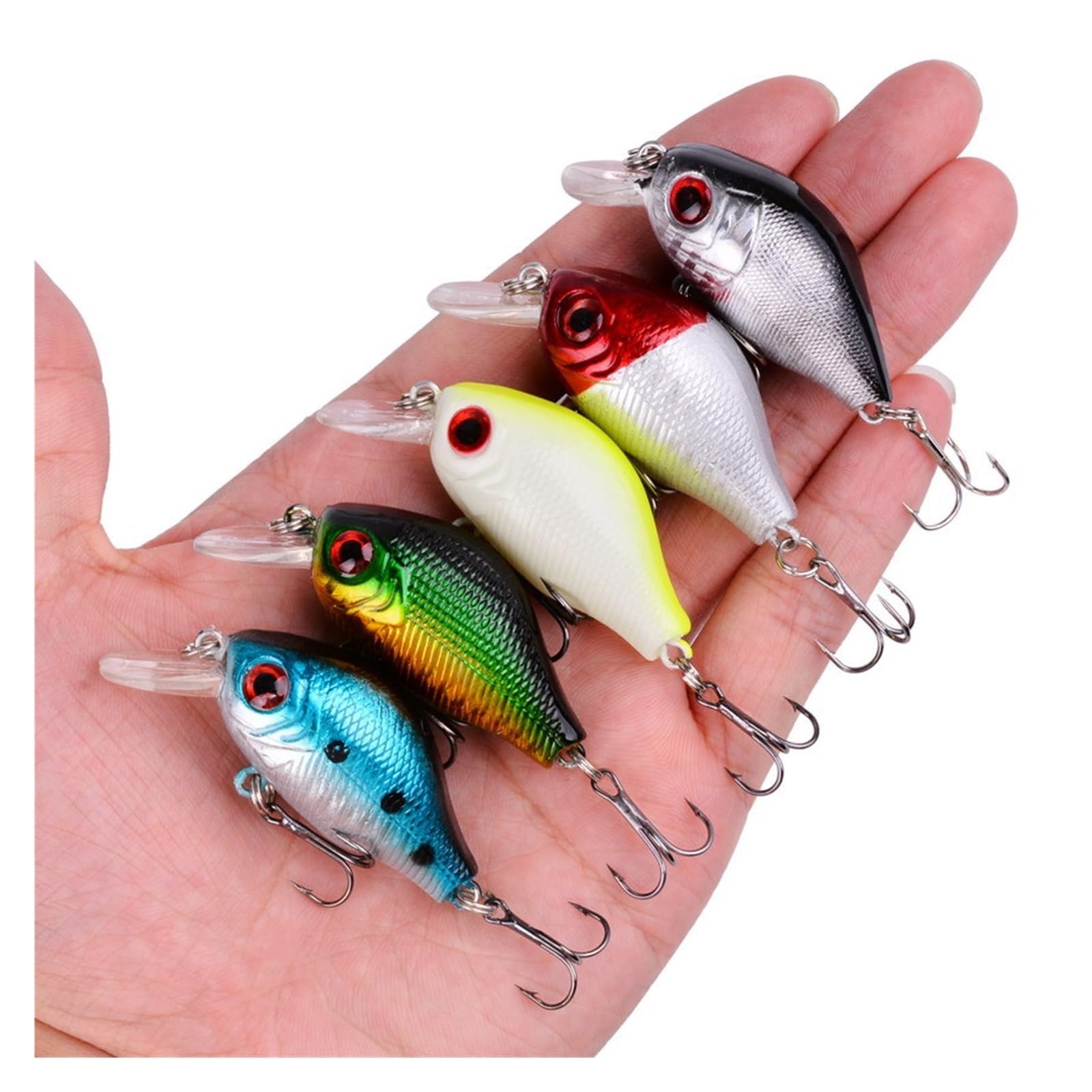 XILILHC 5 Sztuk Fishing Lure 8.3g 5.8cm Crankbait 3D Eye Carp Akcesoria Wędkarskie Pływające Woblery Minnow Lure Sprzęt Wędkarski Narzędzia Twarda Przynęta