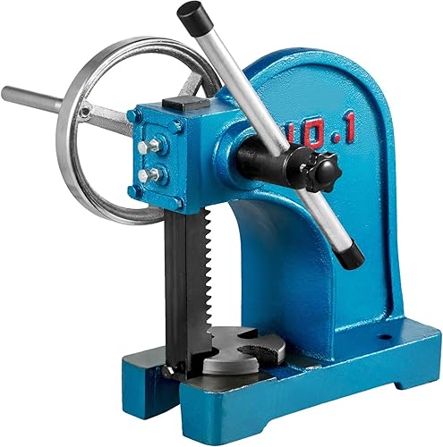 BestEquip Prensa de eje resistente de 1 tonelada, prensa de eje de palanca de trinquete con volante, prensa manual de metal de escritorio de 4-58