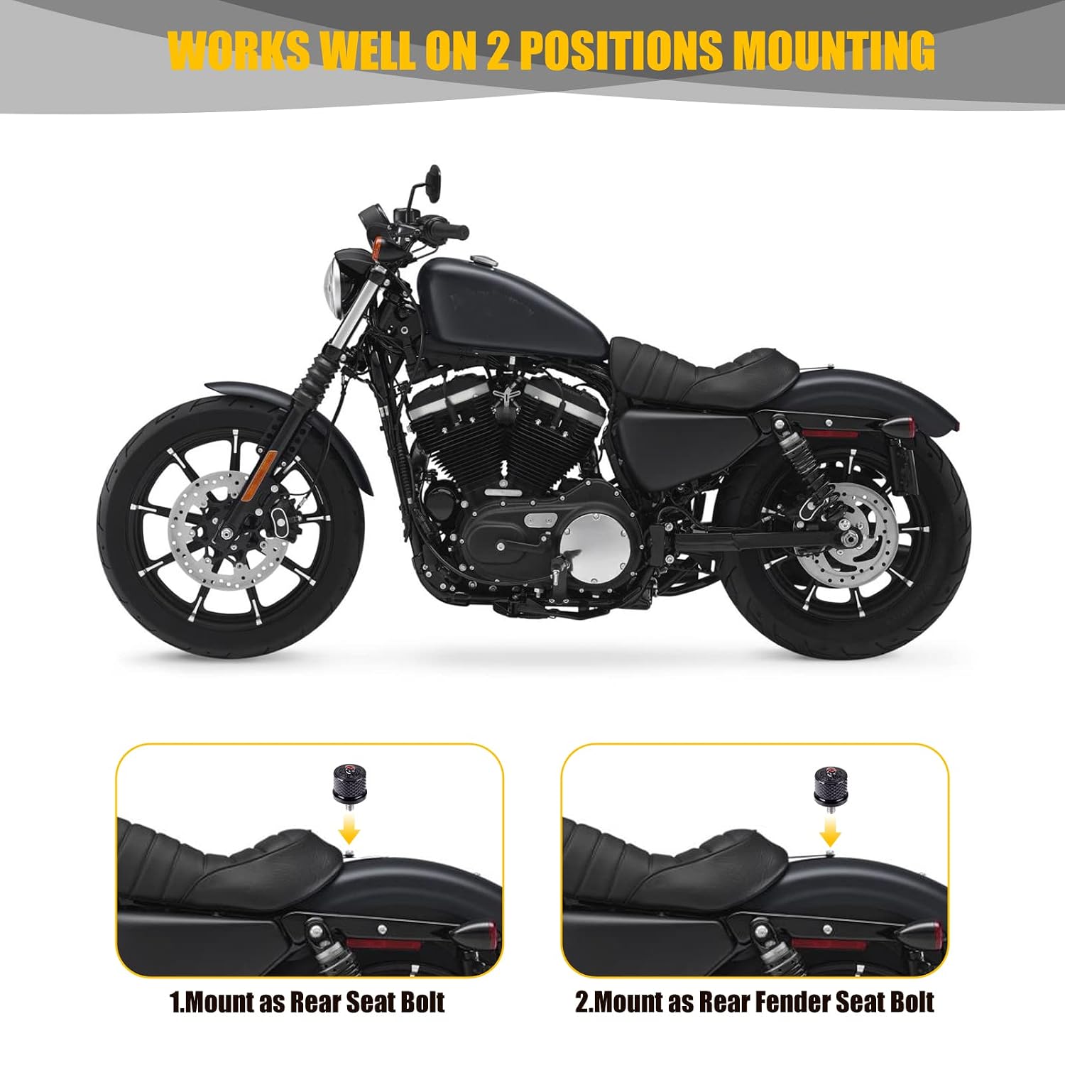 Rear Fender Seat Bolt Screw 1/4"-20 Thread for Harley Dyna Fatbob Sportster CVO Softail Touring 1996-2024 (Black)