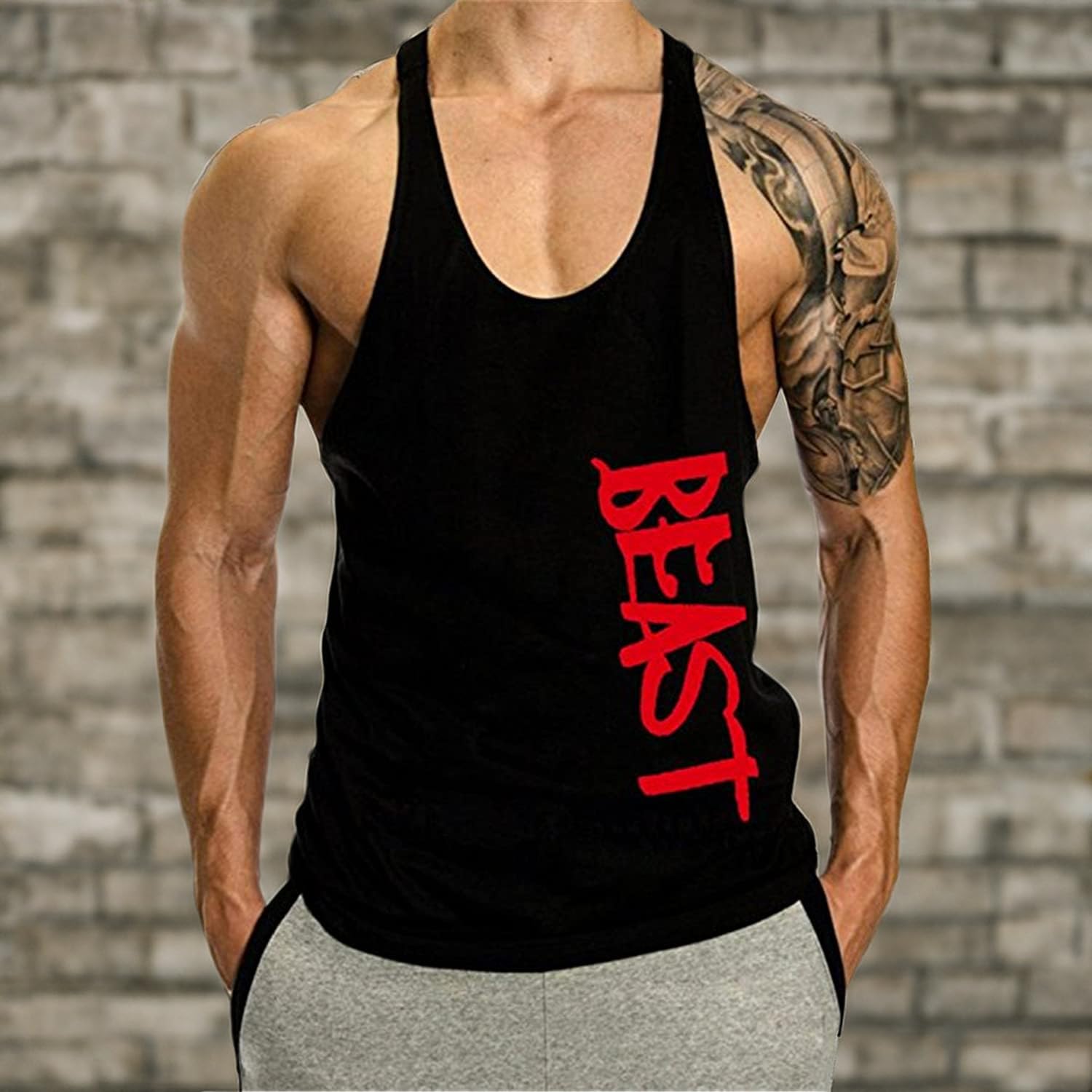 Homme Beast Musculation Débardeur de Fitness Culturisme Sports Workout T-Shirts