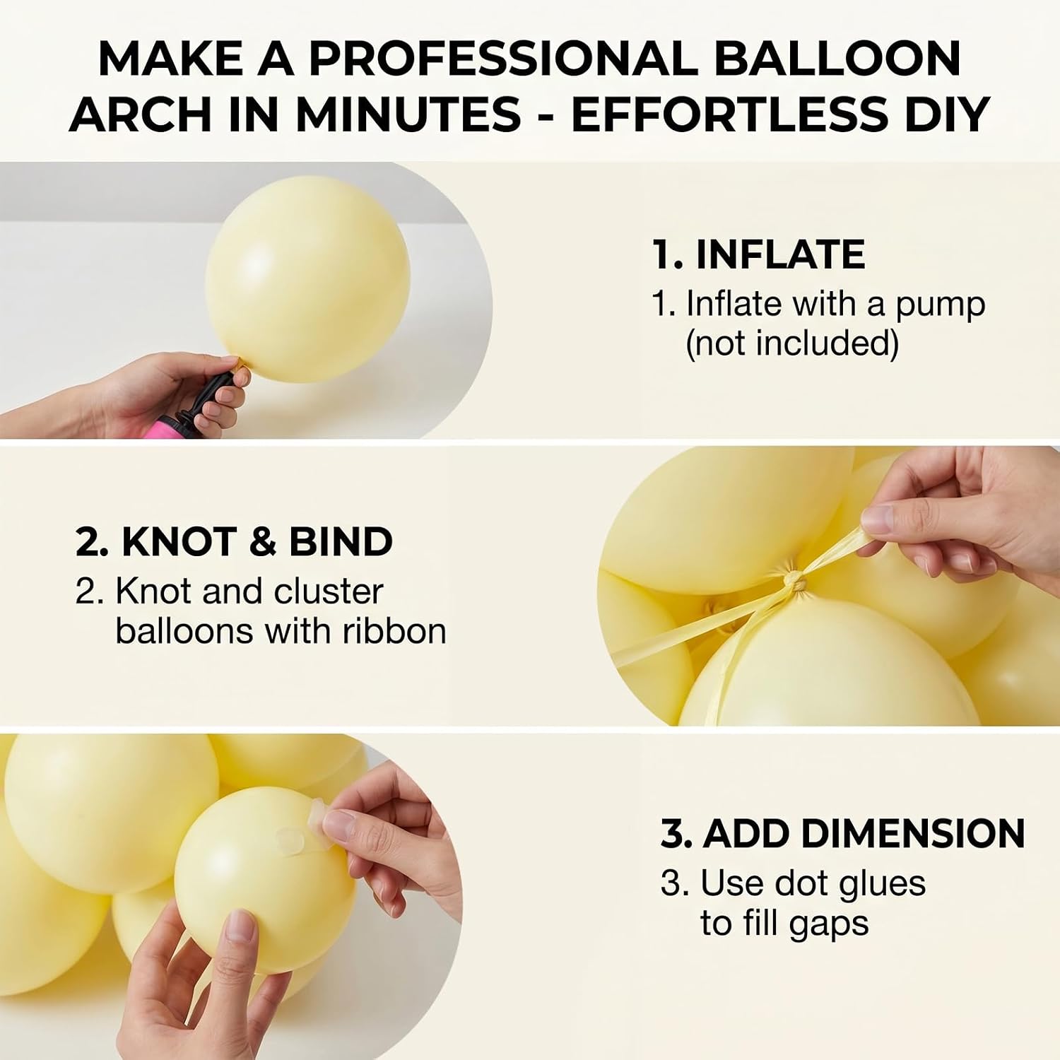 50pcs Pastel Yellow Balloons 12 Inch - Premium Matte Light Yellow Latex Party Balloons for Lemon Theme, Gender Reveal, Baby Shower & Spring Easter Decorations(with Ribbon & Glues) thumbnail