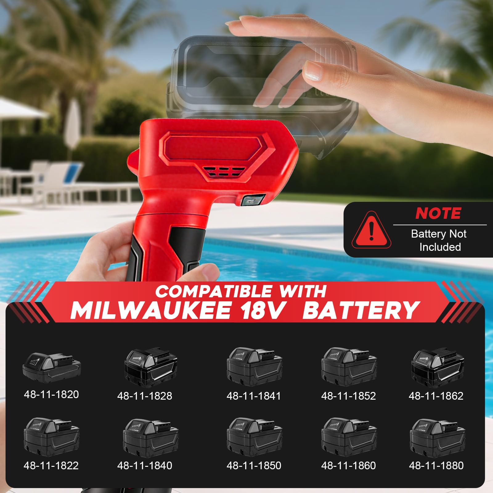 Bomba de transferencia de agua inalámbrica para Milwaukee 18V (sin batería) | 90 l/min, Bomba de sumidero portátil, Manguera 1,5 m y Boquilla, para Piscina, Jardín, Estanque, Barril