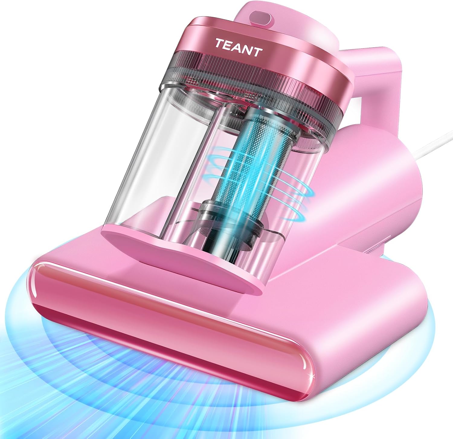 Teant Mattress Vacuum Bed Vacuum Cleaner with 253.7nm UV-C Light, Hyper Helix Motor with 16kPa Strong Suction & 33000 RPM/Min Tapping, HEPA Filter, 149℉ Heat & Ultrasonic & Anion for Bed and Pet
