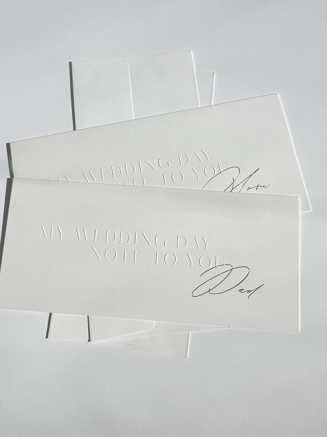 SOLE PAPER CO. Greeting Card - Note Card, Set of 2: Wedding Day Parents' Appreciation, Embossed & Gold Foil, 100# Stock, 9x4 inches - Image 4