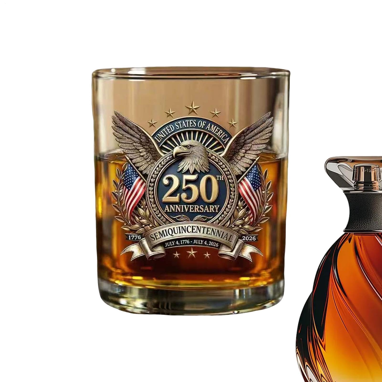 Vasos de whiskey de 250 ml conmemorativos del 1776 al 2006 de cristalería histórica