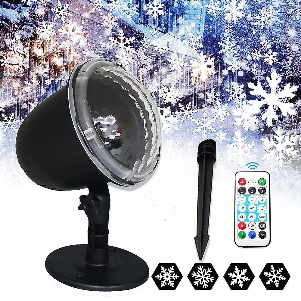 MaxtiL Christmas Projector Lights Outdoor, Snow Projector with Wireless Remote Control for Landscape Decorative, Waterproof Snowflake Projector Lights for Xmas Home Wedding Decorations