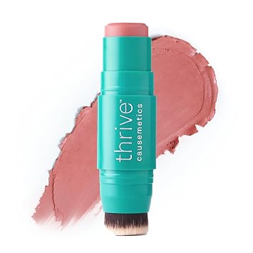 Thrive Causemetics Cream Blush Triple Threat Color Stick, Dusty Rose Matte | Multi-Use as Highlighter, Bronzer & Contour, Vitamin E & Evening Primrose Oil, Waterproof & Smudge Proof, Kaisa Shade