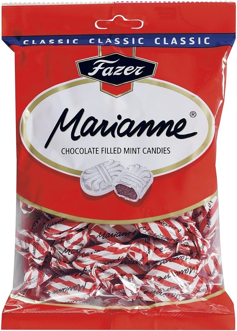 MARIANNE RED Finnish Milk Chocolate Filled Mint Candies Candy Sweets Bag 220g.