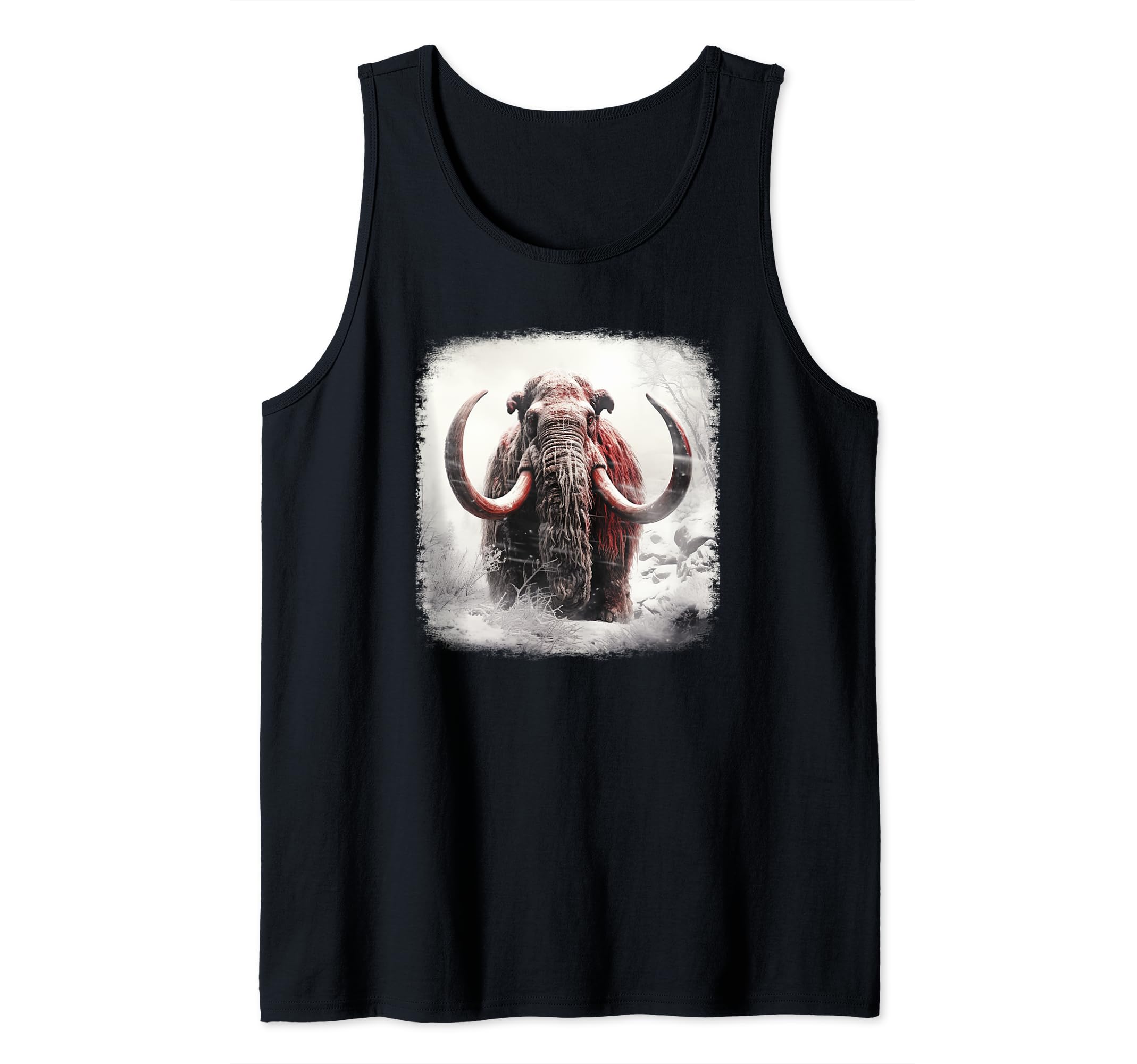 woolly mammoth large tusk snow, Mammuthus, portrait art #2 Tank Top