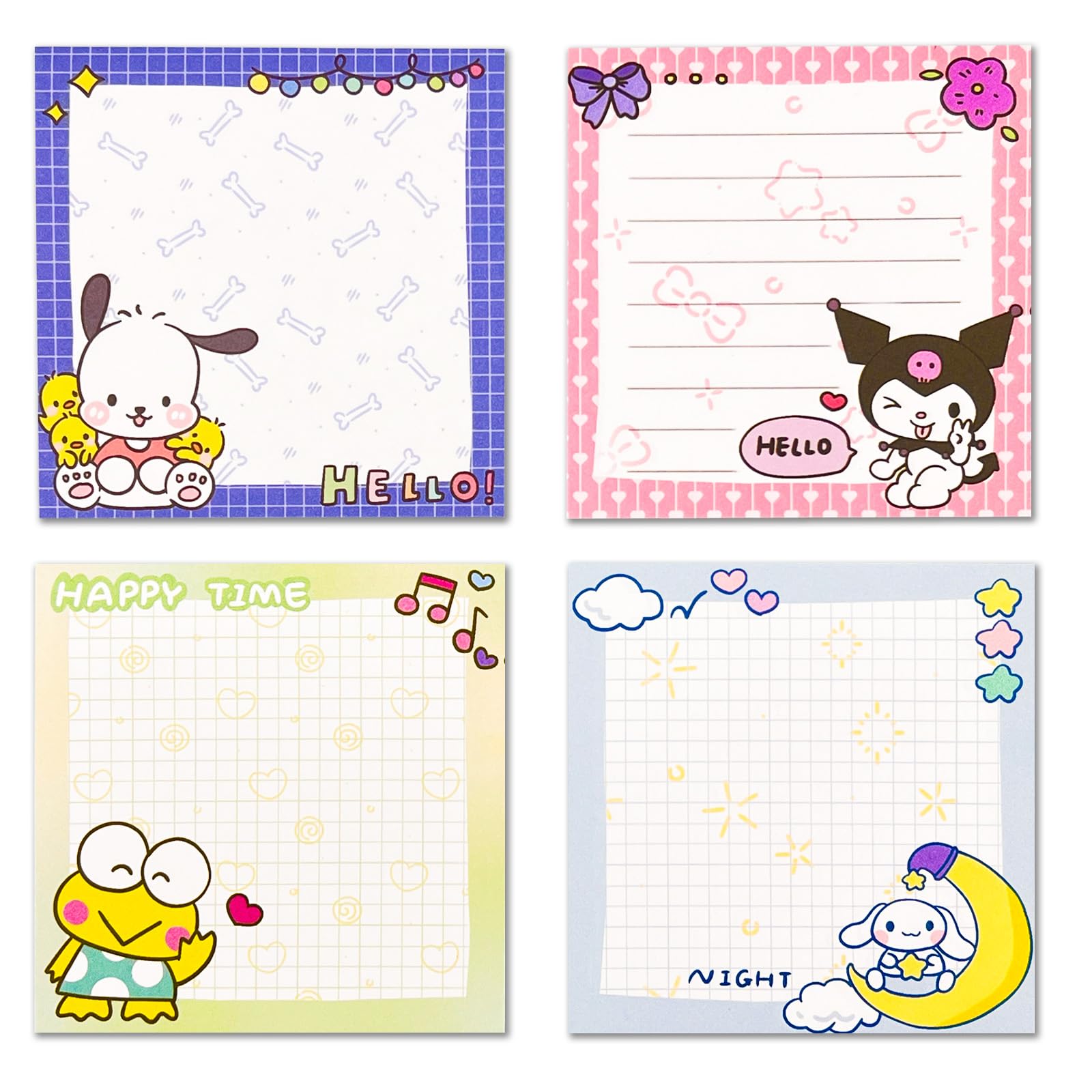 Notas Adhesivas Con Formas Divertidas - 4 Bloques De 80 Hojas Cada Uno (60x60 Mm), Ideales Para Oficina O Colegio