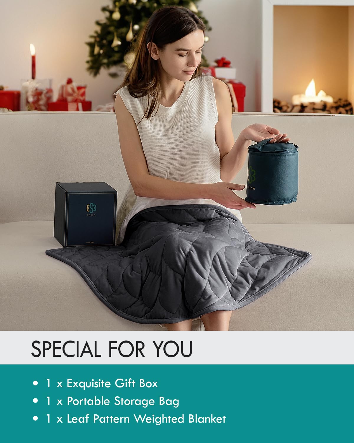 Kaisa Weighted Lap Blanket 7 lbs 41" x 53", Cozy Luxury Crystal Velvet Small Weighted Blanket for Adults, Portable Travel Weighted Blanket for Relaxation, All-Season Blanket, Machine Washable, Green