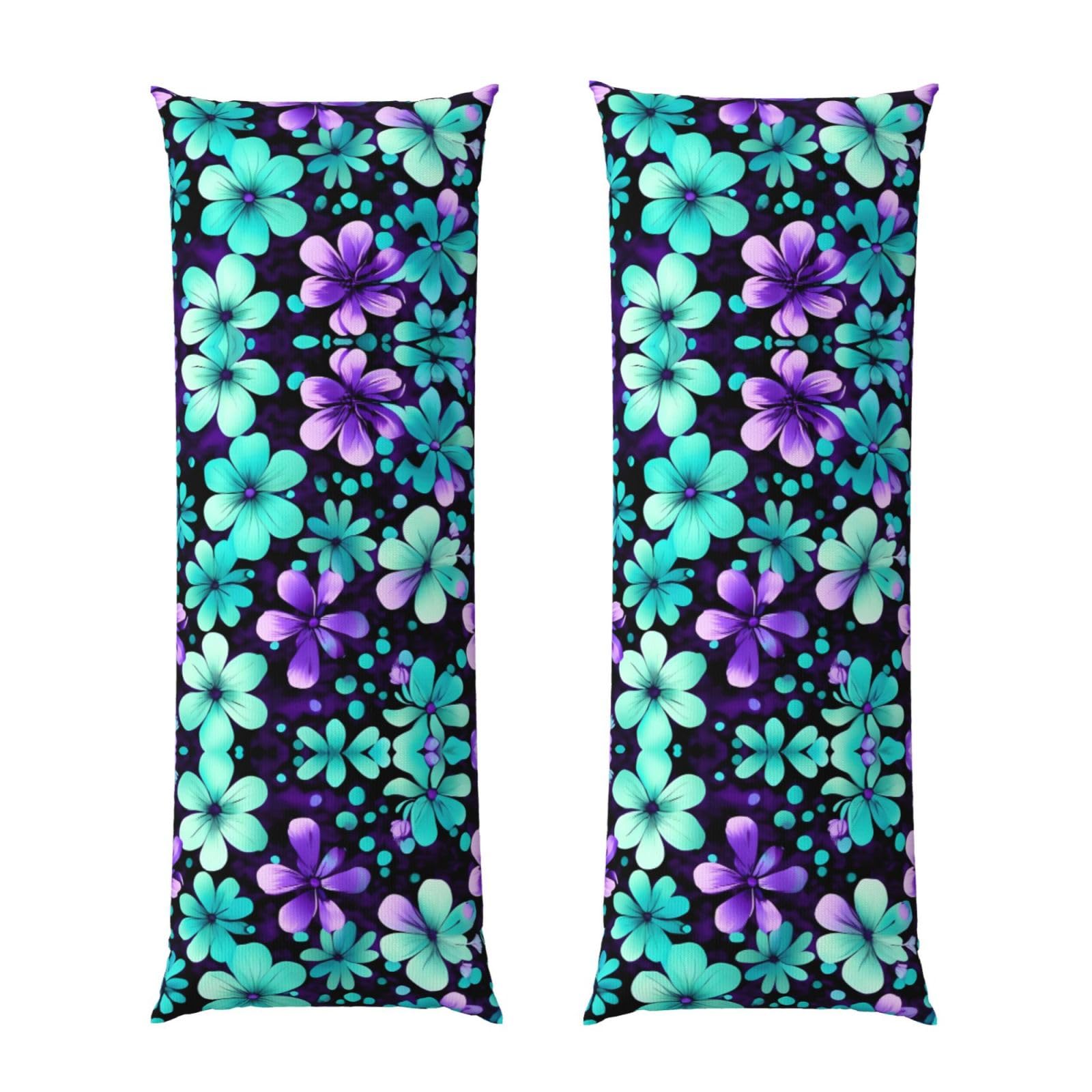 Coussin de corps esthétique fleurs violettes idéal pour le coin lecture