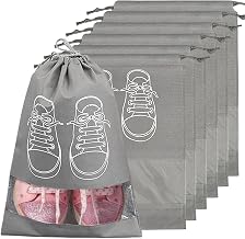 6 Bags Travel Shoes, Sacchetti per Scarpe, Anti-Dust Slipper Bag, Non-Woven Shoe Bags with Drawstring, Shoe Bags with Transparent Window, Separate Shoes Clothes Travel Accessories