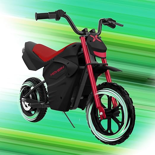 Hover-1 My First Dirt Bike for Kids - 300W Motor, 9MPH Max Speed, 9 Mile Range, 12” Off-Road Tires, 120LB Max Weight, Twist Grip Throttle & Rear Disc Brake Electric Dirt Bike for Kids Ages 5+ Years