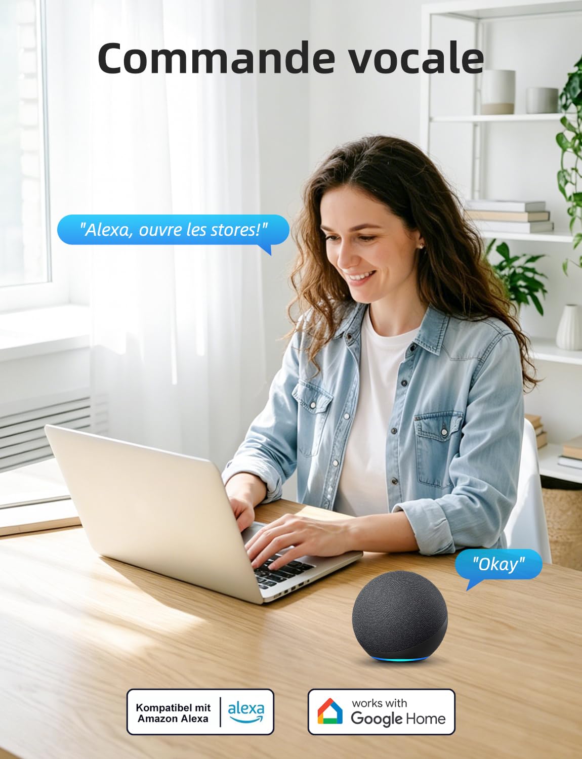 Interrupteur Connecté WiFi Volet Roulant Verre Tactile [Fil Neutre] | Commutateur Intelligent Pour Rideau Compatible Alexa & Google Home, Minuterie Programmable, Commande Vocale & App, 2 Pack